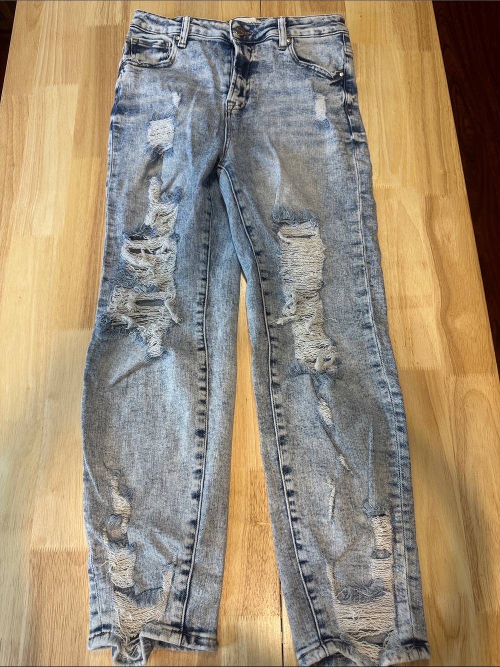 Risen Los Angeles Light Wash Distressed Straight Leg Jeans